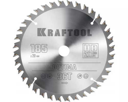 Пильный диск по дереву Optima, 185x20 мм, 36Т KRAFTOOL 36951-185-20 Пильный диск по дереву Optima, 185x20 мм, 36Т KRAFTOOL 36951-185-20