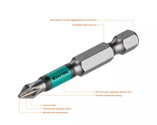 Биты Optimum, PH1, 50 мм, 10 шт. KRAFTOOL 26122-1-50-10 Биты Optimum, PH1, 50 мм, 10 шт. KRAFTOOL 26122-1-50-10