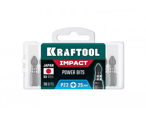 Ударные биты Impact PZ 2, 25 мм, 10 шт. KRAFTOOL 26193-2-25-S10 Ударные биты Impact PZ 2, 25 мм, 10 шт. KRAFTOOL 26193-2-25-S10