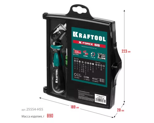 Реверсивная отвертка с насадками Expert-55, 55 предм. KRAFTOOL 25554-H55_z01 Реверсивная отвертка с насадками Expert-55, 55 предм. KRAFTOOL 25554-H55_z01