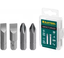 Набор бит для ударной отвертки 36 мм, 4 шт. KRAFTOOL 25551