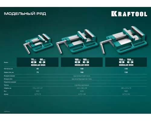 Станочные сверлильные тиски 75 мм KRAFTOOL 32715-75 Станочные сверлильные тиски 75 мм KRAFTOOL 32715-75