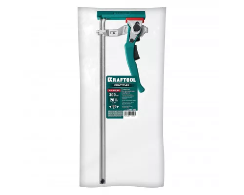Струбцина KRAFTFLEX, KLT-300, 300/60 мм, универсальная, цельнокованая, рычажная, быстрозажимная, в T-track KRAFTOOL 32331-300